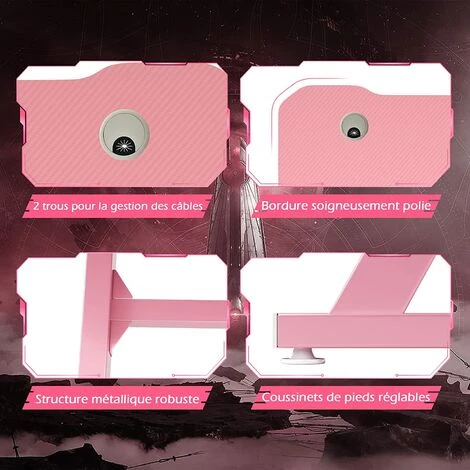 COSTWAY Bureau Gamer De 120,5 Cm Chaise Gaming Avec Crochet Pour Casque Et Porte-gobelet Repose-pieds Réglable En Forme De Z 4 COSTWAY Bureau Gamer De 120,5 Cm Chaise Gaming Avec Crochet Pour Casque Et Porte-gobelet Repose-pieds Réglable En Forme De Z – Image 2