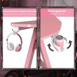 COSTWAY Bureau Gamer De 120,5 Cm Chaise Gaming Avec Crochet Pour Casque Et Porte-gobelet Repose-pieds Réglable En Forme De Z 9 COSTWAY Bureau Gamer De 120,5 Cm Chaise Gaming Avec Crochet Pour Casque Et Porte-gobelet Repose-pieds Réglable En Forme De Z -France Bureau Soldes 2022 51370217 3