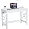 COSTWAY Bureau D'Ordinateur, Table De Bureau Avec Patins Antidérapants, Structure X Stable, 105 X 50 X 76 CM (L X L X H) -France Bureau Soldes 2022 51436544 1