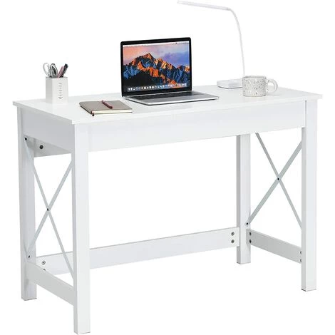 COSTWAY Bureau D'Ordinateur, Table De Bureau Avec Patins Antidérapants, Structure X Stable, 105 X 50 X 76 CM (L X L X H) 3 COSTWAY Bureau D'Ordinateur, Table De Bureau Avec Patins Antidérapants, Structure X Stable, 105 X 50 X 76 CM (L X L X H)