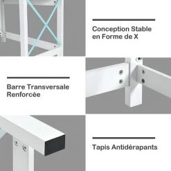 COSTWAY Bureau D'Ordinateur, Table De Bureau Avec Patins Antidérapants, Structure X Stable, 105 X 50 X 76 CM (L X L X H) 9 COSTWAY Bureau D'Ordinateur, Table De Bureau Avec Patins Antidérapants, Structure X Stable, 105 X 50 X 76 CM (L X L X H) -France Bureau Soldes 2022 51436544 3