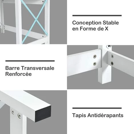 COSTWAY Bureau D'Ordinateur, Table De Bureau Avec Patins Antidérapants, Structure X Stable, 105 X 50 X 76 CM (L X L X H) 5 COSTWAY Bureau D'Ordinateur, Table De Bureau Avec Patins Antidérapants, Structure X Stable, 105 X 50 X 76 CM (L X L X H) – Image 3