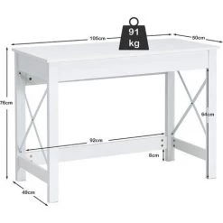 COSTWAY Bureau D'Ordinateur, Table De Bureau Avec Patins Antidérapants, Structure X Stable, 105 X 50 X 76 CM (L X L X H) 11 COSTWAY Bureau D'Ordinateur, Table De Bureau Avec Patins Antidérapants, Structure X Stable, 105 X 50 X 76 CM (L X L X H) -France Bureau Soldes 2022 51436544 5