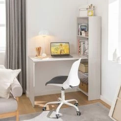 SoBuy FWT89-HG Bureau Informatique Table D’étude Bureau D'Ordinateur Table De Bureau Avec Grand Plan De Travail Et 4 Etagères, Table De Cuisine Et Salle à Manger -France Bureau Soldes 2022 51445971 2