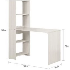 SoBuy FWT89-HG Bureau Informatique Table D’étude Bureau D'Ordinateur Table De Bureau Avec Grand Plan De Travail Et 4 Etagères, Table De Cuisine Et Salle à Manger -France Bureau Soldes 2022 51445971 3