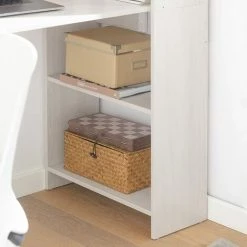 SoBuy FWT89-HG Bureau Informatique Table D’étude Bureau D'Ordinateur Table De Bureau Avec Grand Plan De Travail Et 4 Etagères, Table De Cuisine Et Salle à Manger -France Bureau Soldes 2022 51445971 4