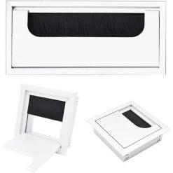 LITZEE Oeillet De Bureau, 3pcs Oeillet Rectangulaire, Capuchon D'Oeillet De Bureau Pour Table De Bureau Meubles De Maison Argent 2 Style