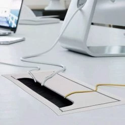 LITZEE Oeillet De Bureau, 3pcs Oeillet Rectangulaire, Capuchon D'Oeillet De Bureau Pour Table De Bureau Meubles De Maison Argent 2 Style -France Bureau Soldes 2022 51553159 4