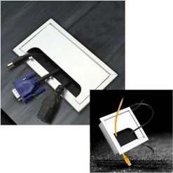 LITZEE Oeillet De Bureau, 3pcs Oeillet Rectangulaire, Capuchon D'Oeillet De Bureau Pour Table De Bureau Meubles De Maison Argent 2 Style -France Bureau Soldes 2022 51553159 5