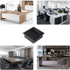 LITZEE Oeillets De Bureau Accessoires De Bureau à Oeillets Rectangulaires 2 Pièces 80 Mm X 80 Mm En Alliage D'Aluminium Avec Joint Brosse Sortie De Câble De Bureau Pour Bureau Et Bureau à Domicile. -France Bureau Soldes 2022 51553164 5