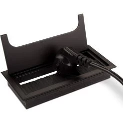 LITZEE Passe-fil De Bureau 80x160mm Passe-câble Pour Presse-étoupe Pour Table De Bureau Meubles De Maison Câble Aluminium Noir Anodisé Carré 4 Pièces -France Bureau Soldes 2022 51553195 4