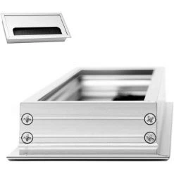 LITZEE Passe-câble Passe-fils En Aluminium Passe-fils De Bureau Passe-câbles Rectangulaire Pour Intégration Dans Un Bureau D'ordinateur, 3 Pièces 80 * 80mm + 1 Pièces 80 * 160mm -France Bureau Soldes 2022 51553204 5