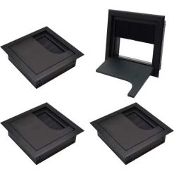 LITZEE Passe-fil De Bureau 80x80mm Passe-câble Pour Presse-étoupe Pour Table De Bureau Meubles De Maison Câble Aluminium Noir Anodisé Carré 4 Pièces
