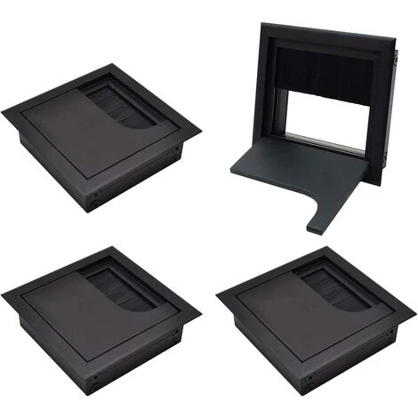 LITZEE Passe-fil De Bureau 80x80mm Passe-câble Pour Presse-étoupe Pour Table De Bureau Meubles De Maison Câble Aluminium Noir Anodisé Carré 4 Pièces 3 LITZEE Passe-fil De Bureau 80x80mm Passe-câble Pour Presse-étoupe Pour Table De Bureau Meubles De Maison Câble Aluminium Noir Anodisé Carré 4 Pièces