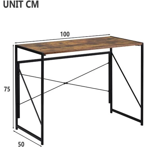 DECKON Bureau Table D'ordinateur Pliable Table Pliante Table PC Table De Bureau Table De Bureau Table De Travail Pour Bureau Salon école (marron Vintage) 6 DECKON Bureau Table D'ordinateur Pliable Table Pliante Table PC Table De Bureau Table De Bureau Table De Travail Pour Bureau Salon école (marron Vintage) – Image 4