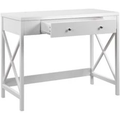 DECKON Bureau Avec 1 Tiroir 100x48x78cm (LxPxH) Table D'ordinateur Table De Travail Coiffeuse Sans Miroir Table De Bureau En Bois Et Chêne Design Nordique Moderne -France Bureau Soldes 2022 51602417 3