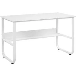 DECKON Bureau, Table D'ordinateur Avec étagère, Table De Bureau En Forme De U Pour Bureau à Domicile, Table PC En Blanc, 120x60x73cm (LxlxH) -France Bureau Soldes 2022 51602423 3