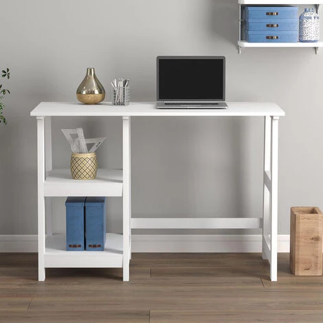 HOMEINBOX Table De Travail Rectangulaire De 120 Cm De Largeur Bureau Secrétaire Bureau Avec Deux étagères Extérieures Gain De Place Dans Un Style Moderne Couleur Blanche 1687 4 HOMEINBOX Table De Travail Rectangulaire De 120 Cm De Largeur Bureau Secrétaire Bureau Avec Deux étagères Extérieures Gain De Place Dans Un Style Moderne Couleur Blanche 1687 – Image 2