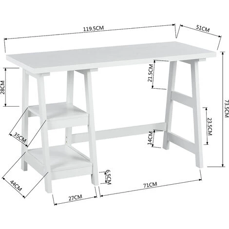 HOMEINBOX Table De Travail Rectangulaire De 120 Cm De Largeur Bureau Secrétaire Bureau Avec Deux étagères Extérieures Gain De Place Dans Un Style Moderne Couleur Blanche 1687 7 HOMEINBOX Table De Travail Rectangulaire De 120 Cm De Largeur Bureau Secrétaire Bureau Avec Deux étagères Extérieures Gain De Place Dans Un Style Moderne Couleur Blanche 1687 – Image 5