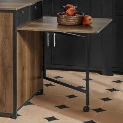 SoBuy FWT96-PF Bureau Informatique Table D’Etude Table à Manger Table Pour Salons, Cuisine, Salle à Manger, Bureau Avec 1 Table Pliante Supplémentaire, Deux Tiroirs Et Etagères -France Bureau Soldes 2022 51607709 4