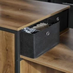 SoBuy FWT96-PF Bureau Informatique Table D’Etude Table à Manger Table Pour Salons, Cuisine, Salle à Manger, Bureau Avec 1 Table Pliante Supplémentaire, Deux Tiroirs Et Etagères -France Bureau Soldes 2022 51607709 5