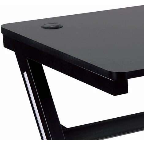 Bureau Gaming Racing BERGNER Bureau Gamer Table En Forme De Z De Haute Qualité 120x60x70 Cm Noir - Noir 4 Bureau Gaming Racing BERGNER Bureau Gamer Table En Forme De Z De Haute Qualité 120x60x70 Cm Noir - Noir – Image 2