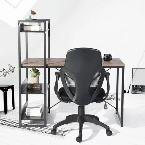 URBAN MEUBLE Bureau Moderne à étagères Intégrées Au Style Industriel Et Bois Sombre 4 URBAN MEUBLE Bureau Moderne à étagères Intégrées Au Style Industriel Et Bois Sombre – Image 2