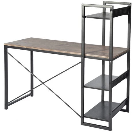 URBAN MEUBLE Bureau Moderne à étagères Intégrées Au Style Industriel Et Bois Sombre 5 URBAN MEUBLE Bureau Moderne à étagères Intégrées Au Style Industriel Et Bois Sombre – Image 3