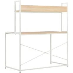 YOUTHUP Bureau D'ordinateur Blanc Et Chêne 120 X 60 X 138 Cm -France Bureau Soldes 2022 51850896 4