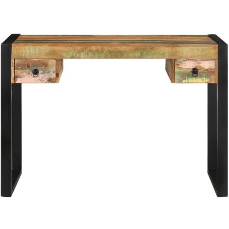 YOUTHUP Bureau Bois De Récupération Massif - Brun 4 YOUTHUP Bureau Bois De Récupération Massif - Brun – Image 2