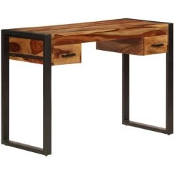 YOUTHUP Bureau Avec 2 Tiroirs 110x50x77 Cm Bois Solide De Sesham - Brun