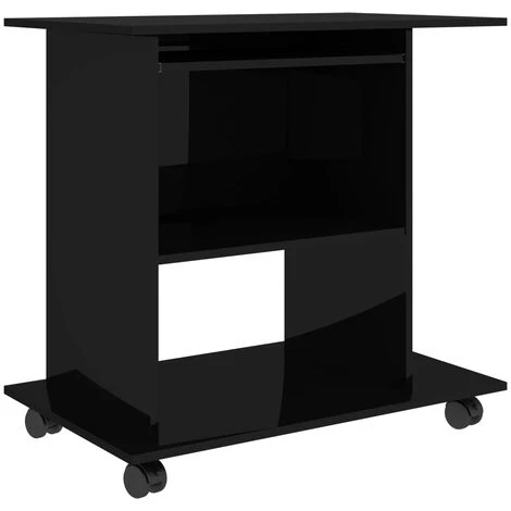 YOUTHUP Bureau D'ordinateur Noir Brillant 80x50x75 Cm Aggloméré - Noir 4 YOUTHUP Bureau D'ordinateur Noir Brillant 80x50x75 Cm Aggloméré - Noir – Image 2