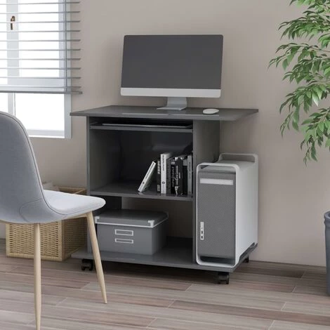 YOUTHUP Bureau D'ordinateur Gris Brillant 80x50x75 Cm Aggloméré - Gris 3 YOUTHUP Bureau D'ordinateur Gris Brillant 80x50x75 Cm Aggloméré - Gris