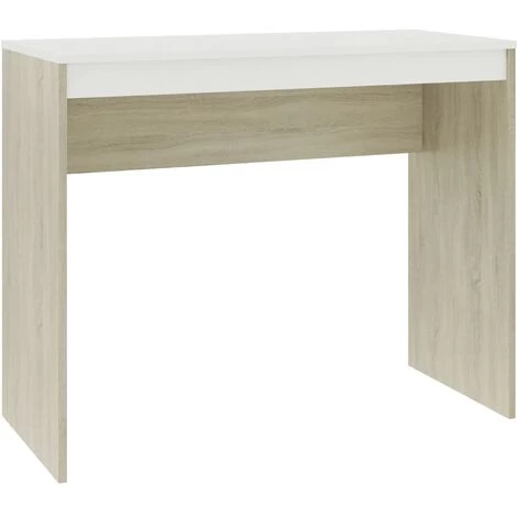 YOUTHUP Bureau Blanc Et Chêne Sonoma 90 X 40 X 72 Cm Aggloméré - Multicolore 4 YOUTHUP Bureau Blanc Et Chêne Sonoma 90 X 40 X 72 Cm Aggloméré - Multicolore – Image 2
