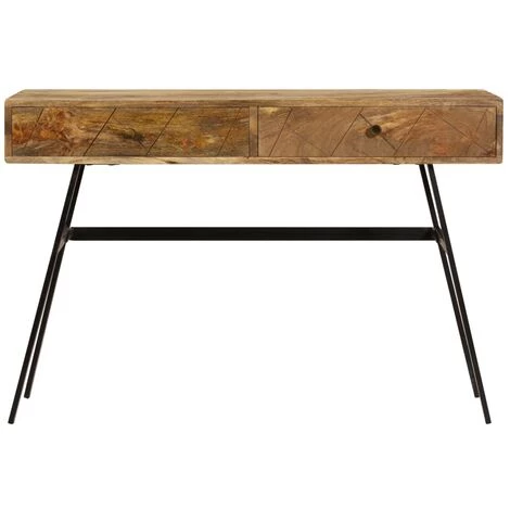 YOUTHUP Bureau Avec Tiroirs Bois Solide De Manguier 110x50x76 Cm - Brun 5 YOUTHUP Bureau Avec Tiroirs Bois Solide De Manguier 110x50x76 Cm - Brun – Image 3