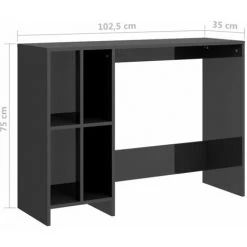 YOUTHUP Bureau D'ordinateur Portable Gris Brillant 102,5x35x75 Cm - Gris -France Bureau Soldes 2022 51899711 5