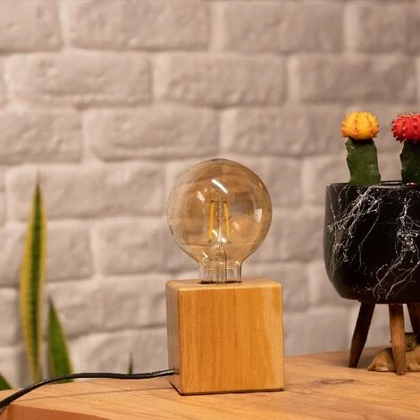 HOME MANIA Lampe De Bureau Shape Base - Bureau, Table De Chevet - Chene En Bois, 10 X 10 X 10 Cm, 1 X E27, Max 100W 5 HOME MANIA Lampe De Bureau Shape Base - Bureau, Table De Chevet - Chene En Bois, 10 X 10 X 10 Cm, 1 X E27, Max 100W – Image 3