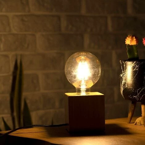 HOME MANIA Lampe De Bureau Shape Base - Bureau, Table De Chevet - Chene En Bois, 10 X 10 X 10 Cm, 1 X E27, Max 100W 7 HOME MANIA Lampe De Bureau Shape Base - Bureau, Table De Chevet - Chene En Bois, 10 X 10 X 10 Cm, 1 X E27, Max 100W – Image 5