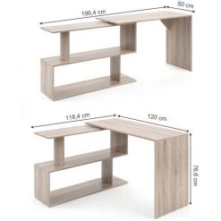 Bureau D'angle „Levia“ Chêne Clair Vicco 9 Bureau D'angle „Levia“ Chêne Clair Vicco -France Bureau Soldes 2022 52050758 3