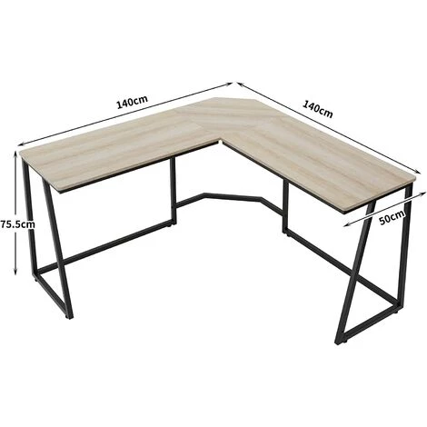 DlandHome Bureau D'angle En Forme De L Pour Ordinateur - Grande Table De Travail Pour La Maison Et Le Bureau - 50 X 140 Cm 6 DlandHome Bureau D'angle En Forme De L Pour Ordinateur - Grande Table De Travail Pour La Maison Et Le Bureau - 50 X 140 Cm – Image 4