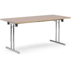 CERTEO Table Pliante - Piétement Double T En Tube D'acier Avec Semelles Droites - Largeur 1400 Mm, Façon érable - Coloris Plateau: Façon érable -France Bureau Soldes 2022 52057014 4