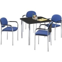 CERTEO Table De Réunion, Hauteur 720 Mm - Carré, 900 X 900 Mm - Piétement Chromé, Plateau Noir - Coloris Piétement: Chrome|Coloris Plateau: Noir -France Bureau Soldes 2022 52057042 2