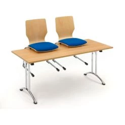 CERTEO Table Pliante - Piétement Double T En Tube D'acier Avec Semelles Courbées - Largeur 1200 Mm, Façon érable - Coloris Plateau: Façon érable -France Bureau Soldes 2022 52057080 2