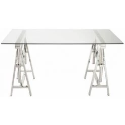 Paris Prix - Bureau Design Ajustable "treteaux" 150cm Argent -France Bureau Soldes 2022 52064350 2