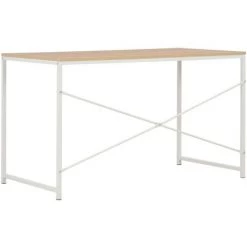 Topdeal Bureau D'ordinateur Blanc Et Chêne 120 X 60 X 70 Cm -France Bureau Soldes 2022 52083178 4