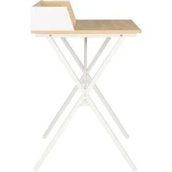 Topdeal Bureau Blanc Et Naturel 80x50x84 Cm -France Bureau Soldes 2022 52083187 3
