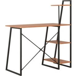 Topdeal Bureau Avec étagère Noir Et Marron 102x50x117 Cm -France Bureau Soldes 2022 52083199 4