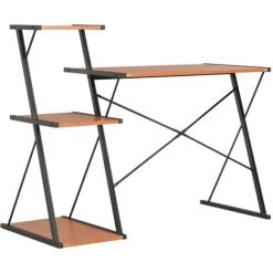 Topdeal Bureau Avec étagère Noir Et Marron 116x50x93 Cm -France Bureau Soldes 2022 52083206 4