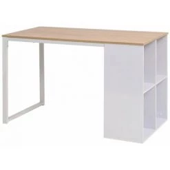 Topdeal Table D'écriture 120 X 60 X 75 Cm Chêne Et Blanc