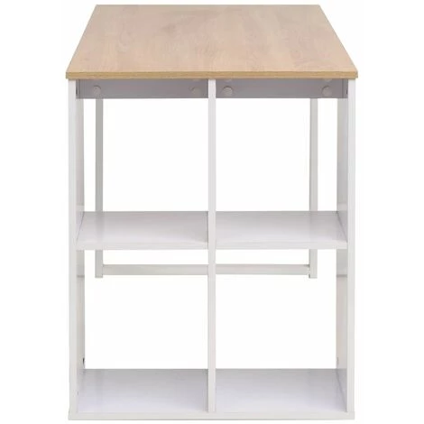 Topdeal Table D'écriture 120 X 60 X 75 Cm Chêne Et Blanc 6 Topdeal Table D'écriture 120 X 60 X 75 Cm Chêne Et Blanc – Image 4